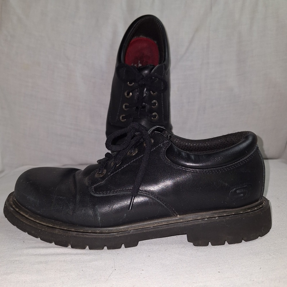 Size 8 Skechers Men's Blk Cottonwood Elks SR Work Shoes Relaxed Fit Occupational